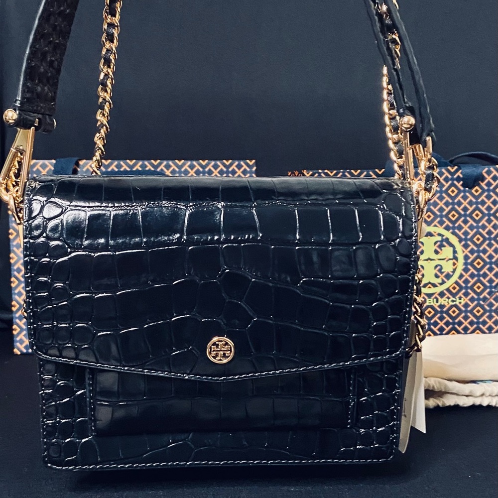 Tory Burch embossed double strap leather bag - Picture 9 of 16